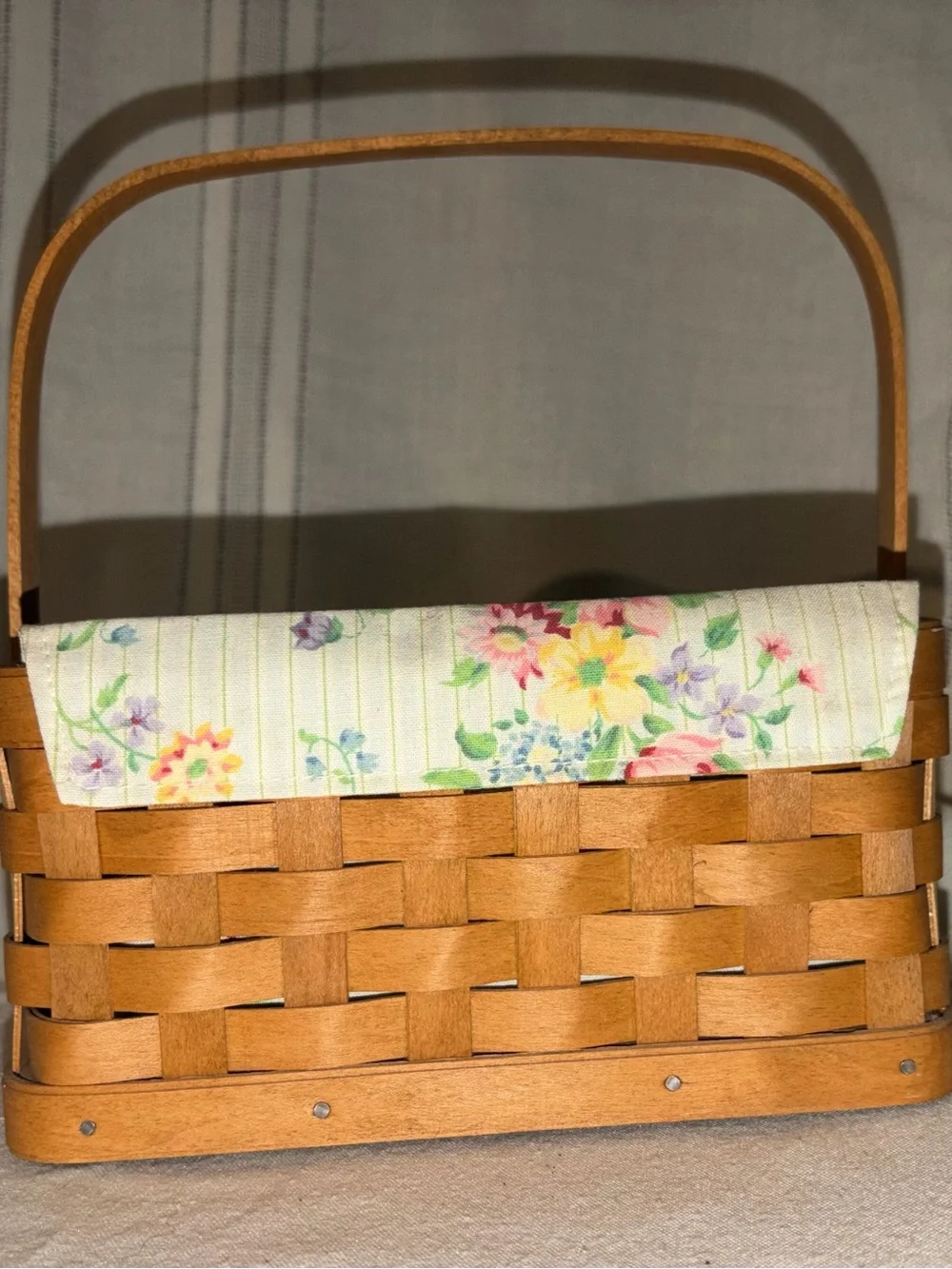 Vintage Longaberger “Mixed Bouquet” Floral Lined Woven Basket